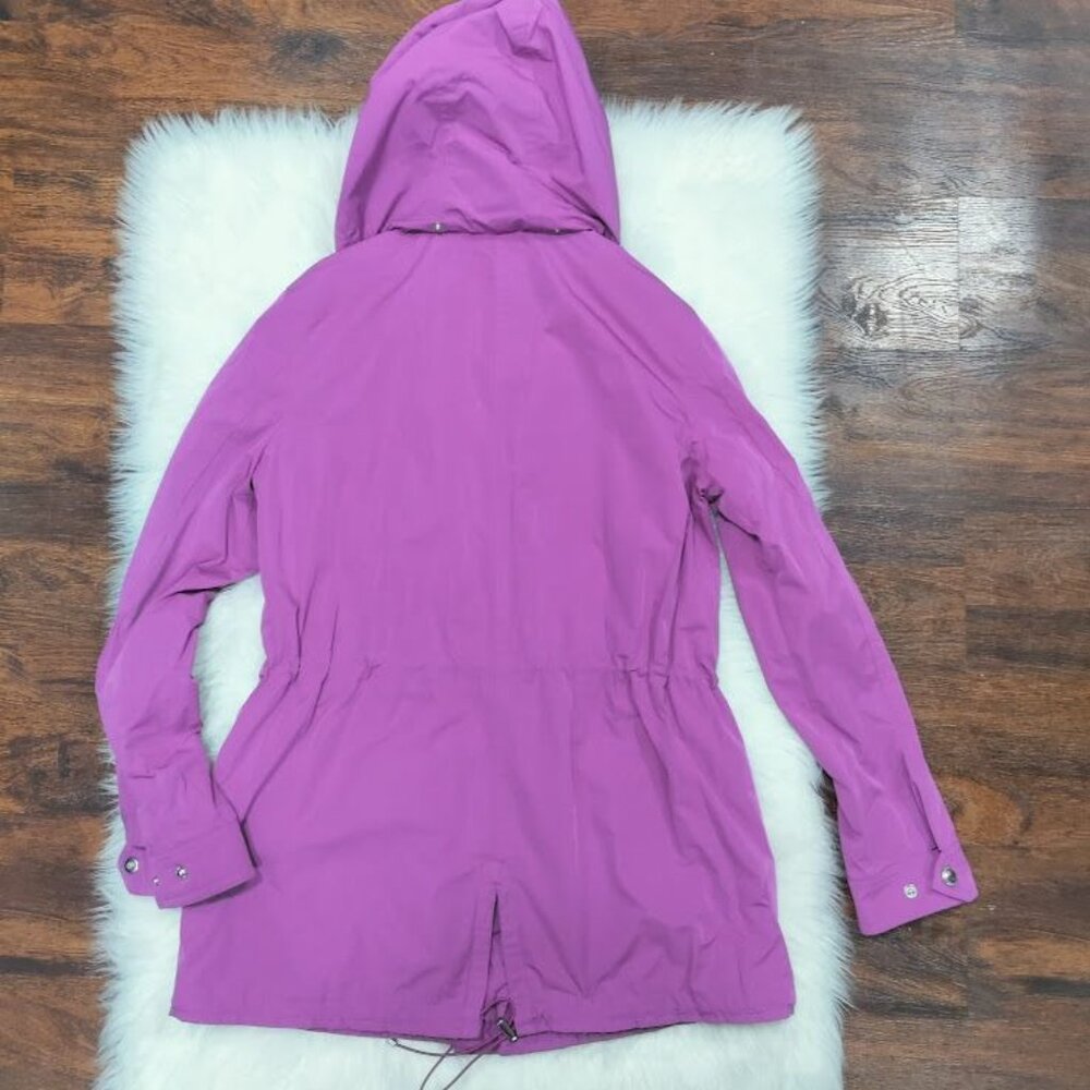 Lauren Ralph Lauren Long Sleeve Twee Utility Hooded Raincoat Jacket Purple PS - Picture 3 of 14